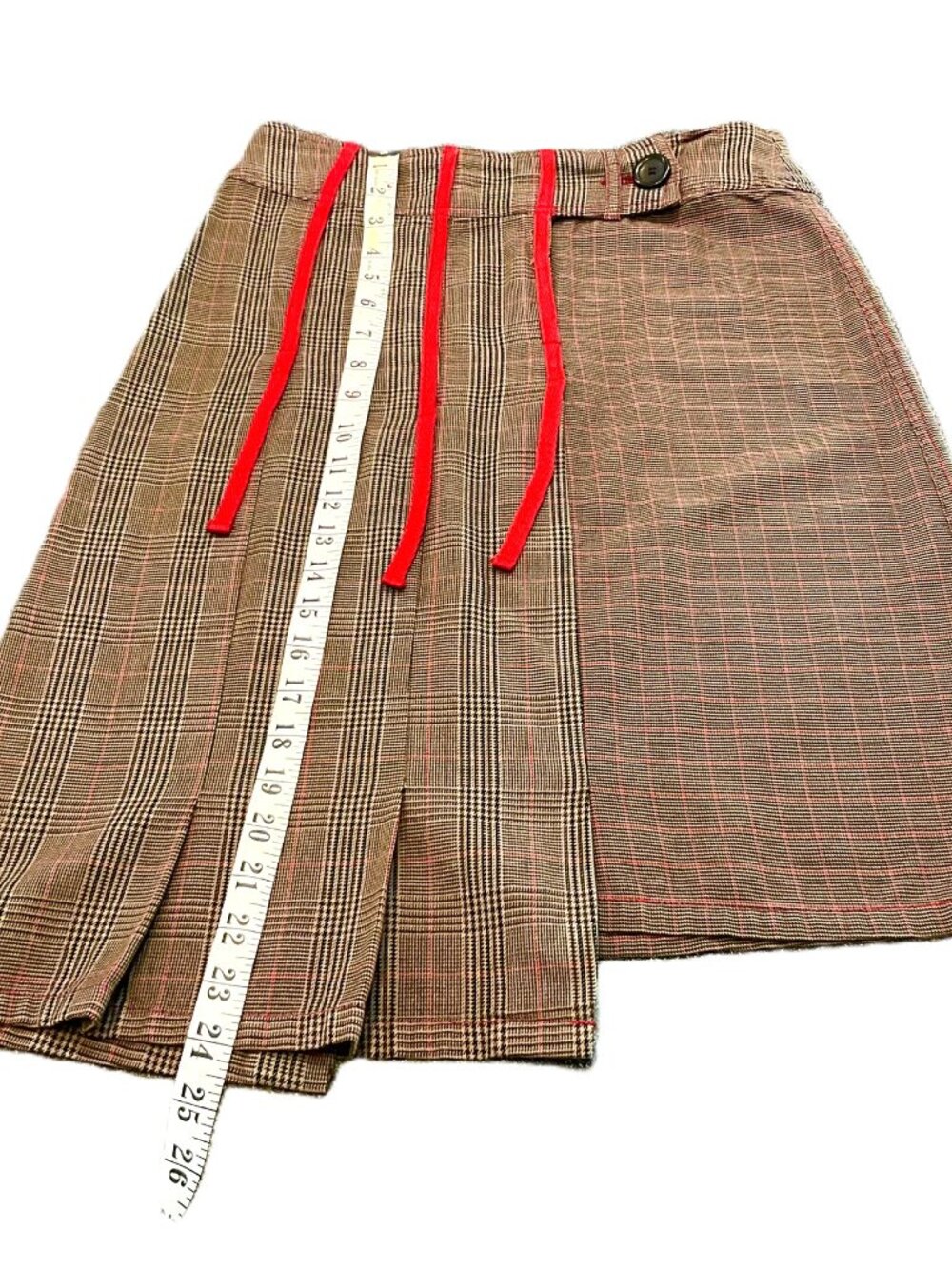 Promod Asymmetrical Plaid Skirt Red Trim Size EU 38 France - Picture 10 of 10